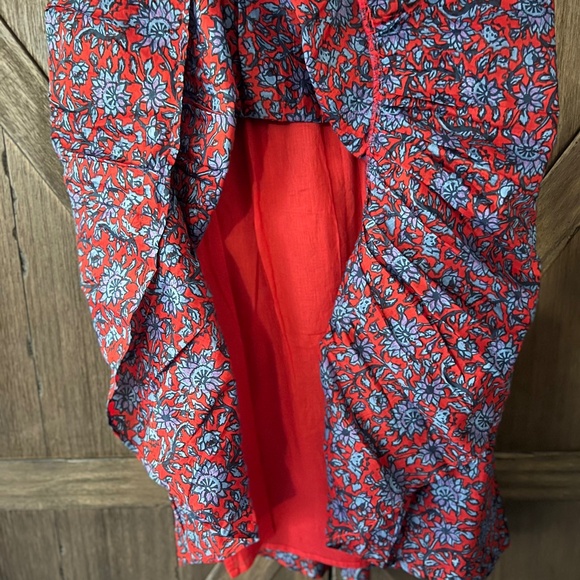 Roller Rabbit Lorien Carlisa Maxi Tier Skirt Red Blue Floral Size Small - Picture 5 of 7